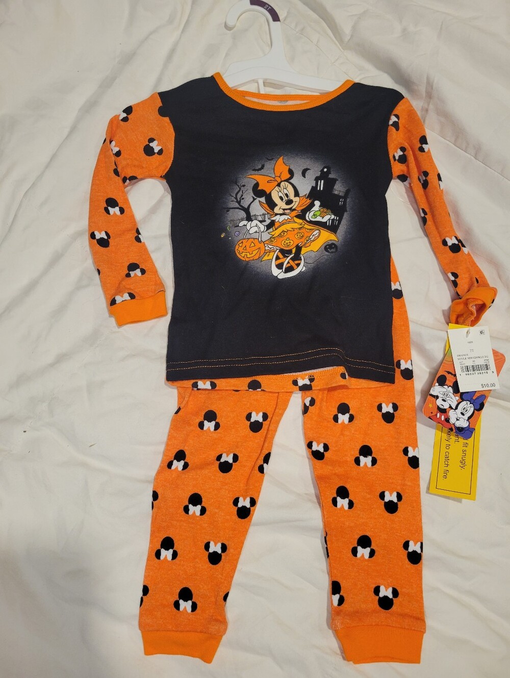 Disney Minnie Mouse Halloween Pajama Set in Orange and Black 2T